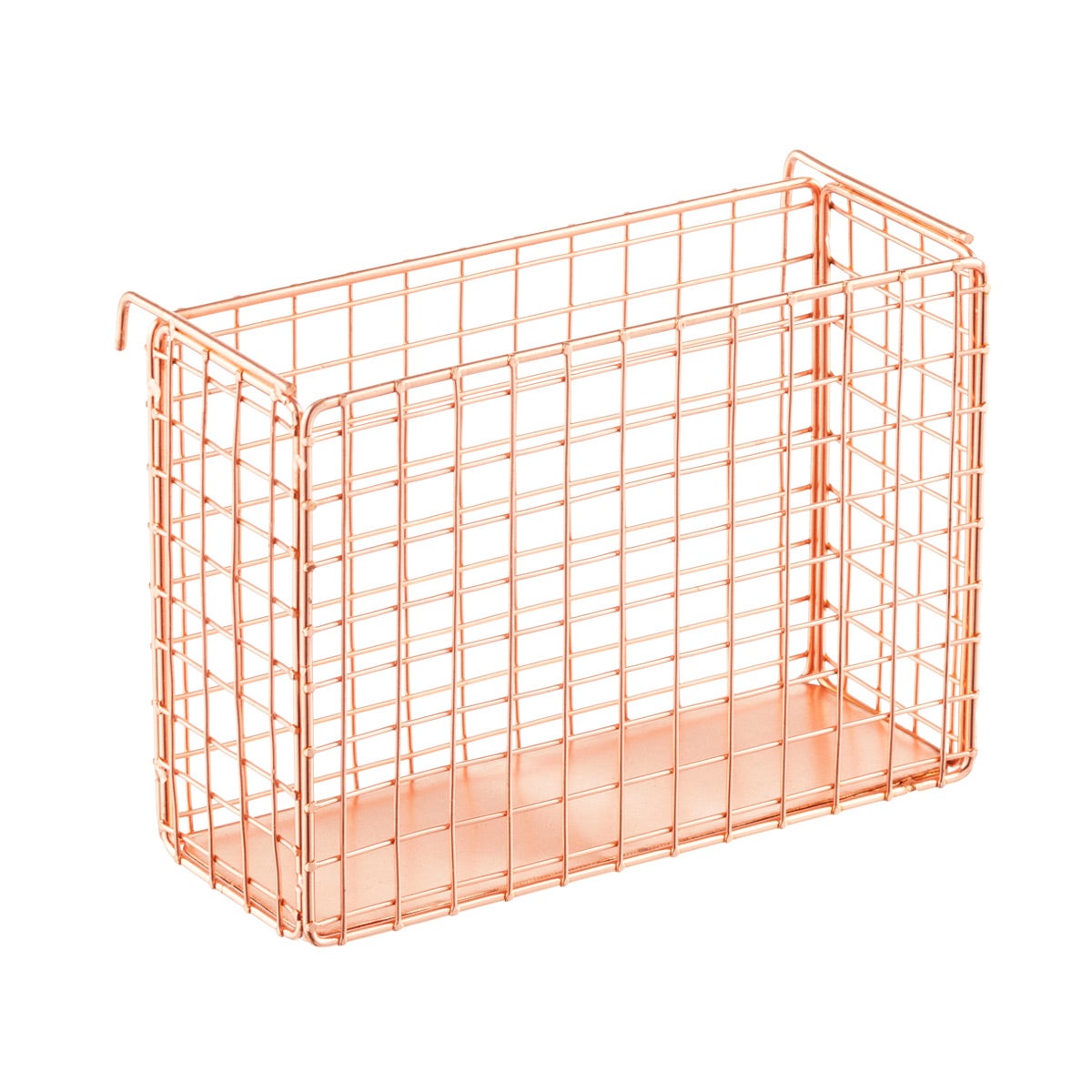 3 Pcs Rose Gold Grid Basket with Hooks Bookshelf Display Shelf for Wall A8M2 1X 