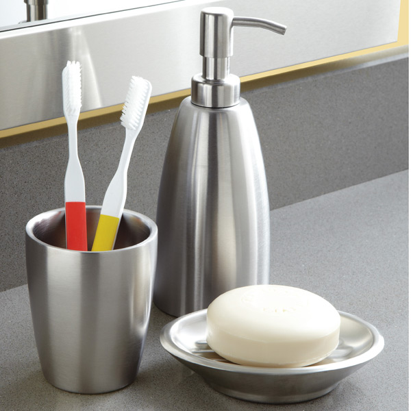 Idesign Forma Stainless Steel Countertop Bathroom Set The
