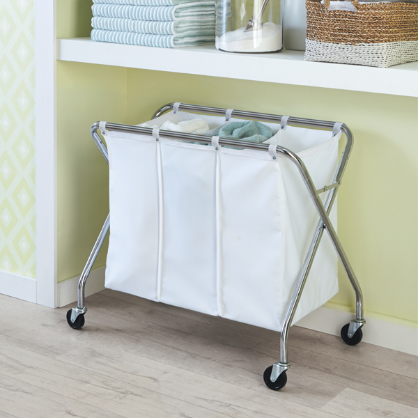 Laundry Hamper with 3 Removable Bags Heavy-Duty Laundry Organizer Cart W/ Wheels 