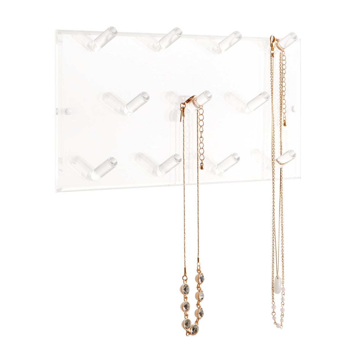 11-Peg Acrylic Necklace Wall Rack