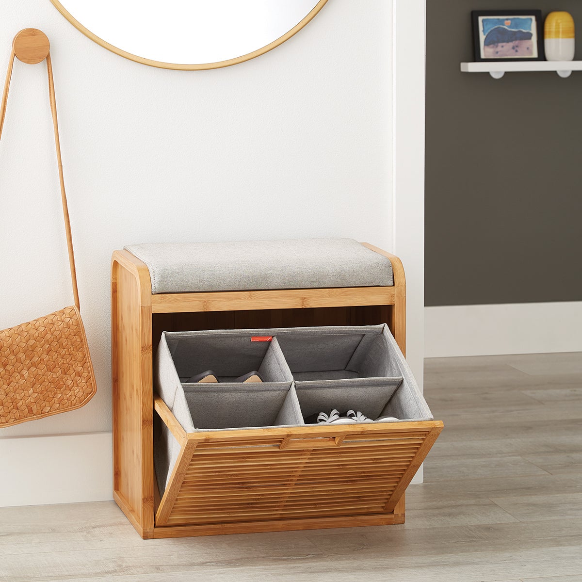 lotus bamboo storage bench