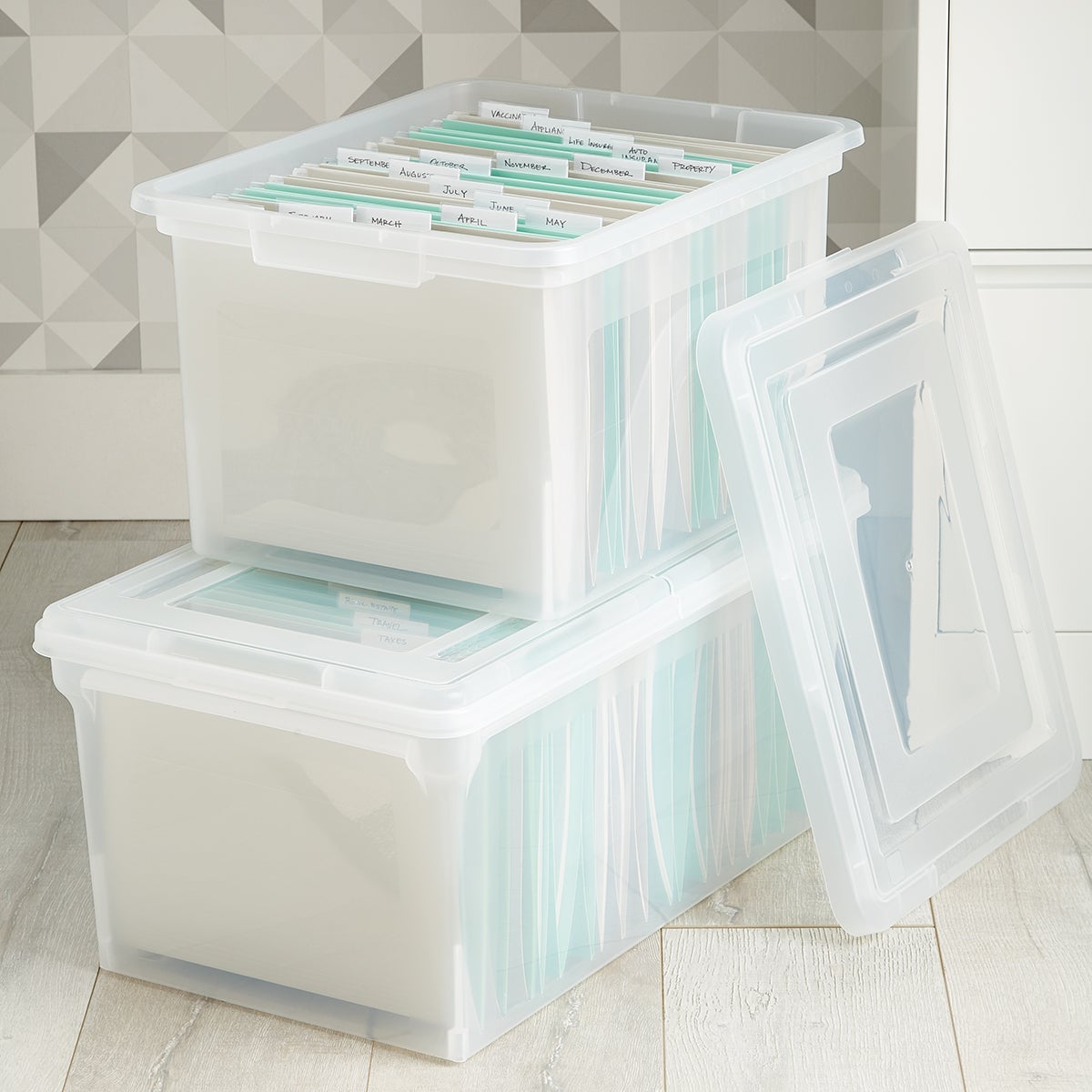 Clear Open-Top File Storage Boxes