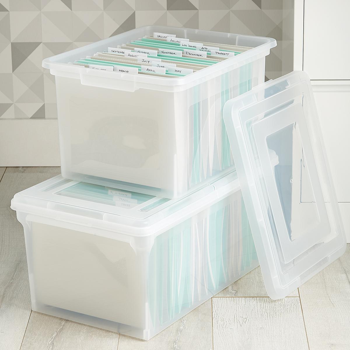 File Tote Clear Stackable File Tote Box The Container Store