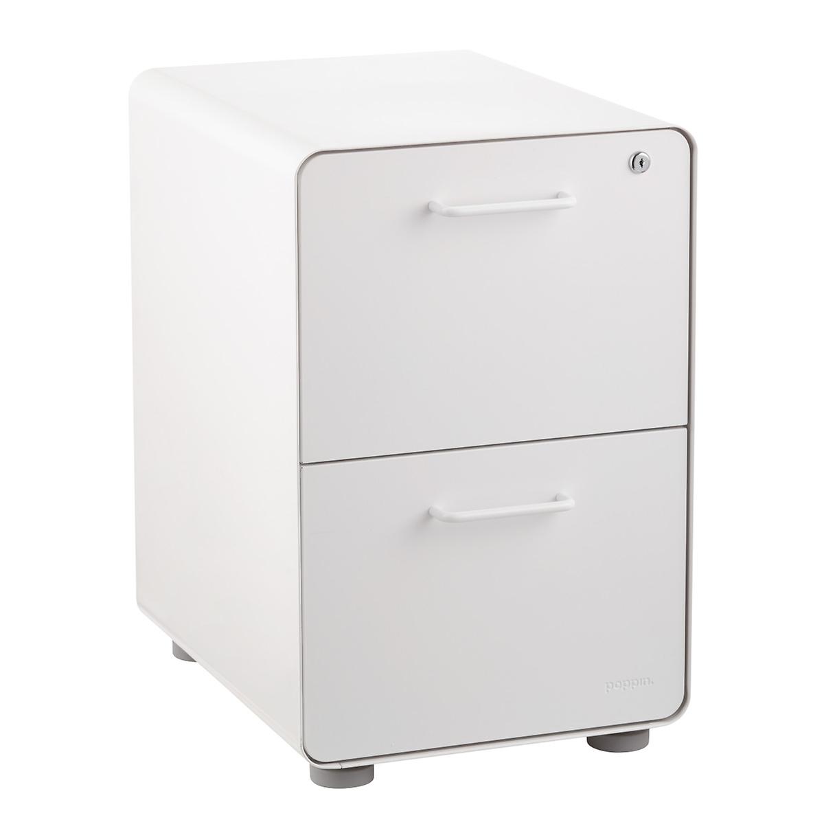 Poppin White 2 Drawer Stow Locking Filing Cabinet The Container
