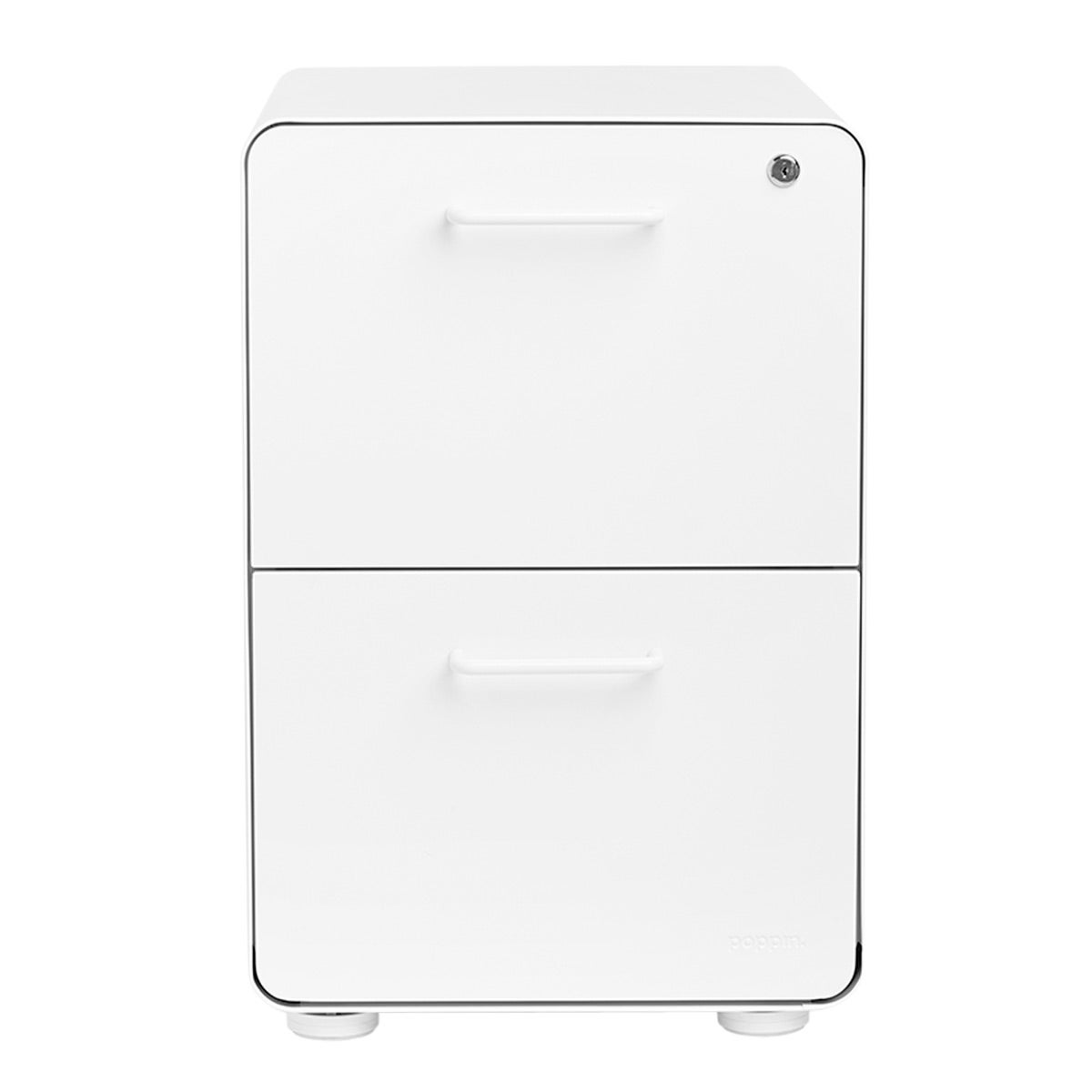 Poppin White 2-Drawer Stow Locking Filing Cabinet