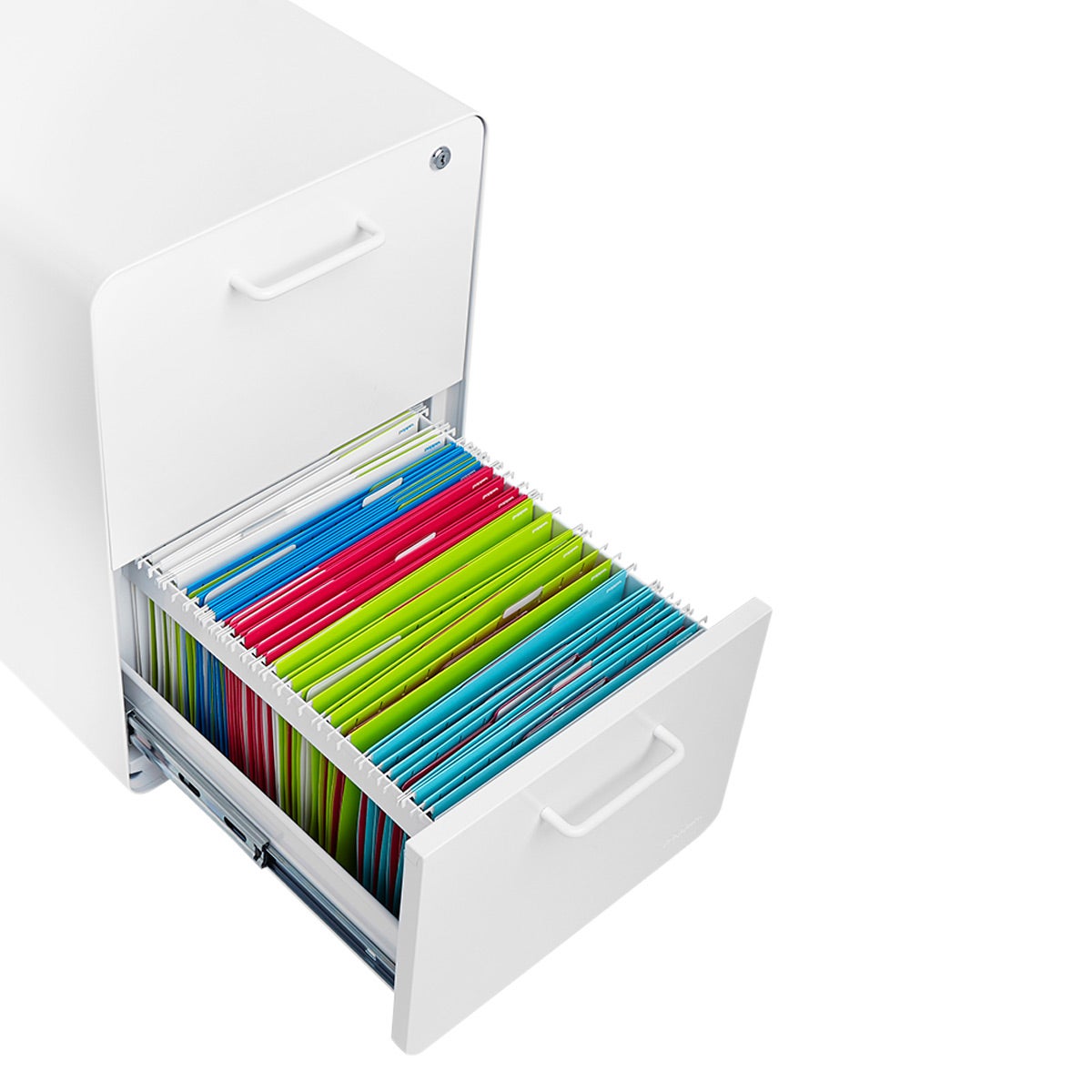 Poppin White 2-Drawer Stow Locking Filing Cabinet
