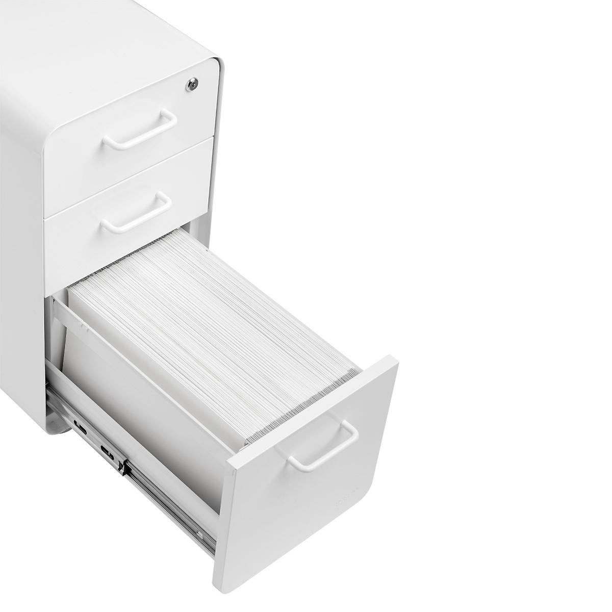 Poppin White Slim 3 Drawer Stow Filing Cabinet The Container Store
