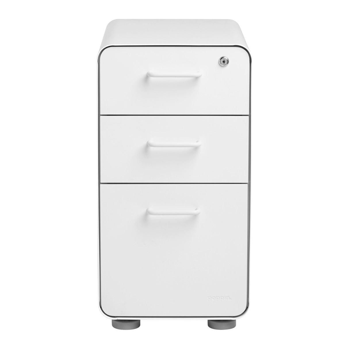 Poppin White Slim 3 Drawer Stow Filing Cabinet The Container Store