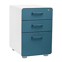 Poppin 3-Drawer Stow Locking Filing Cabinet Slate Blue/White