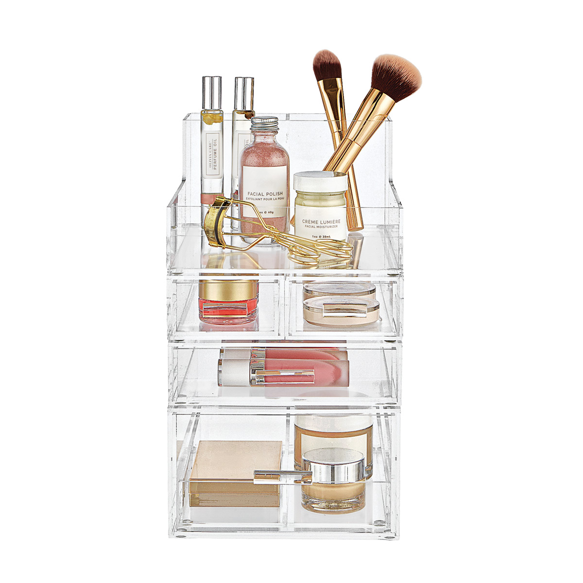 Omkreds Motel Auto Luxe Acrylic Small Makeup Storage Starter Kit | The Container Store