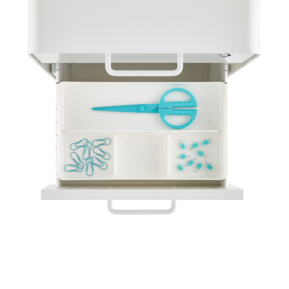 Poppin White 2-Drawer Stow Locking Filing Cabinet