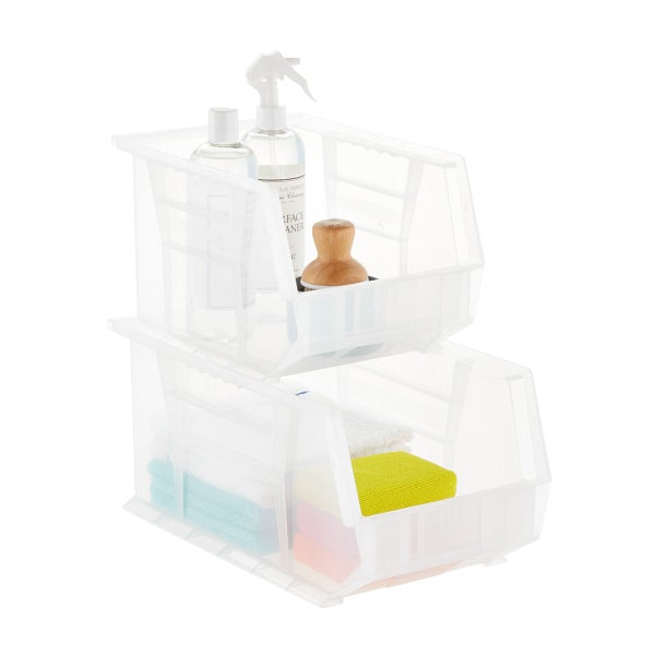 Utility Narrow Stackable Plastic Bins