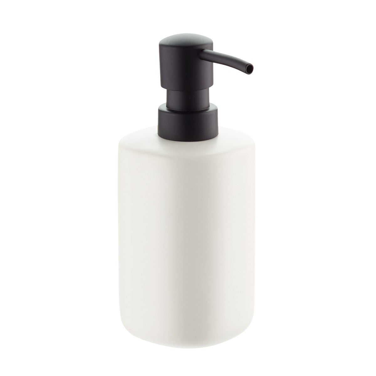 black and white soap dispenser