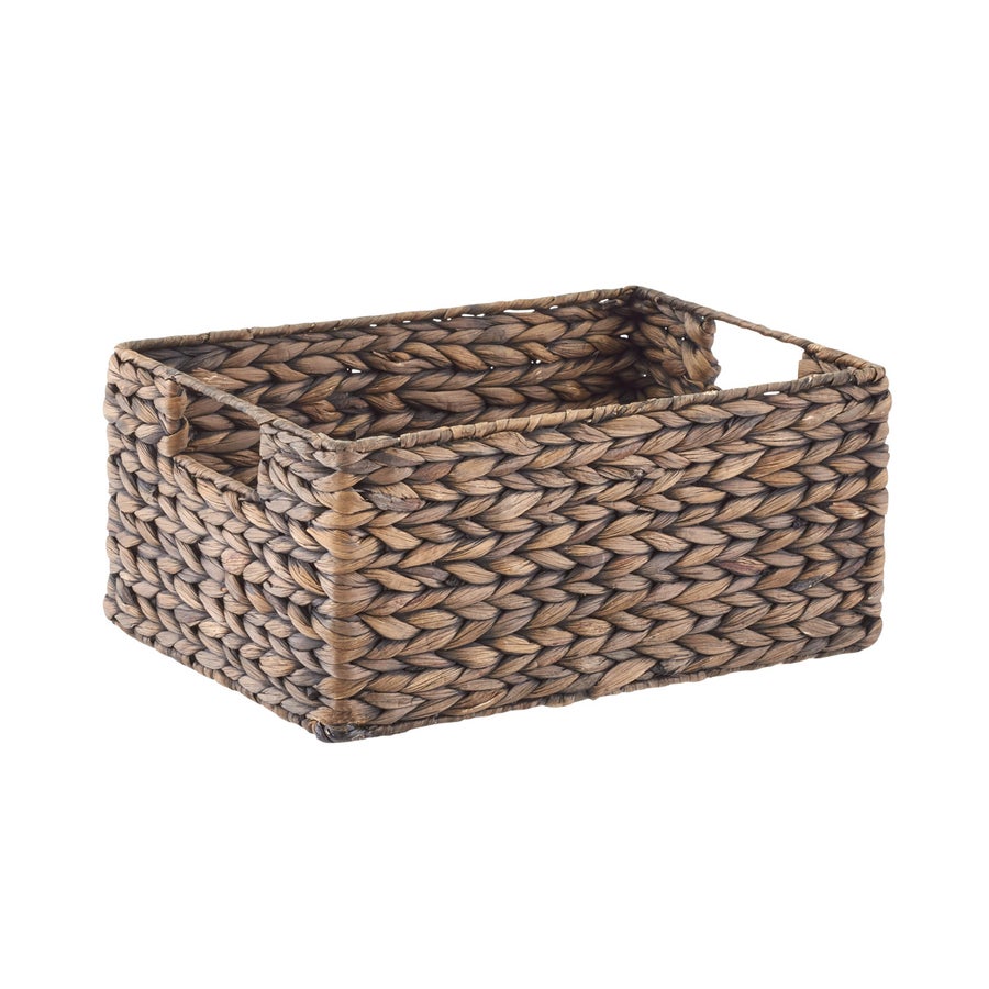Mocha Water Hyacinth Storage Bins with Handles The