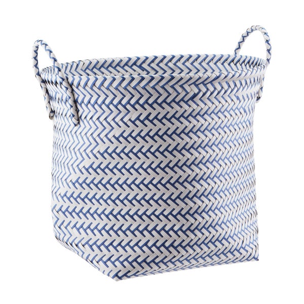 Slate Blue & White Strapping Basket
