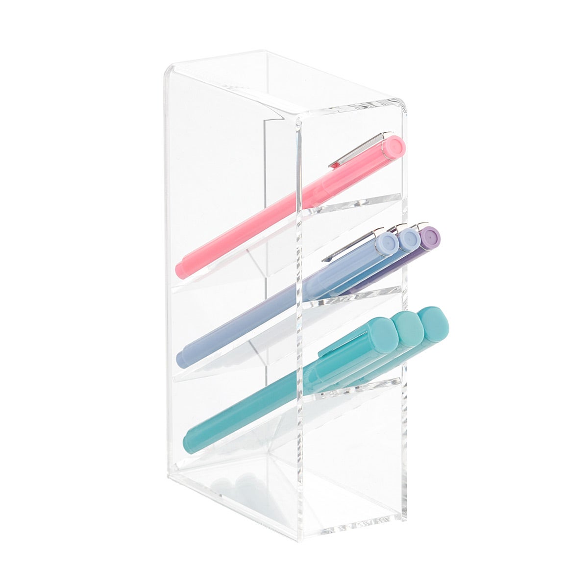 Slanted 4-Section Acrylic Pen Holder