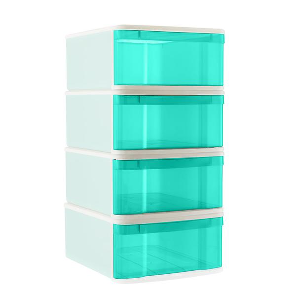 The Container Store Large Tint Stackable Storage Drawer Case of 4