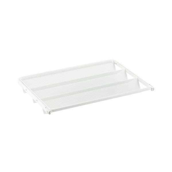 White Elfa Gliding Tiered Shelves