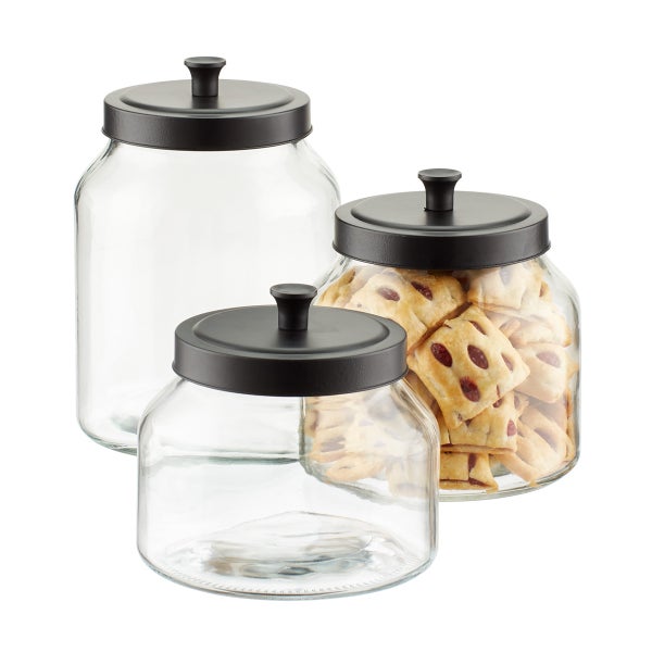 1 gal. Glass Slant Jar with Matte Black Lid