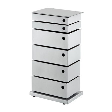 Back 6 Bin Storage Tower Silver Close