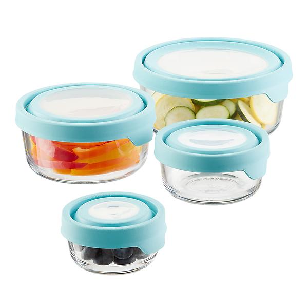 Anchor Hocking round Glass Food Storage Containers with Blue