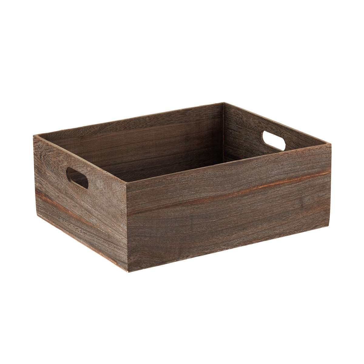 feathergrain wooden storage bins with handles the container store