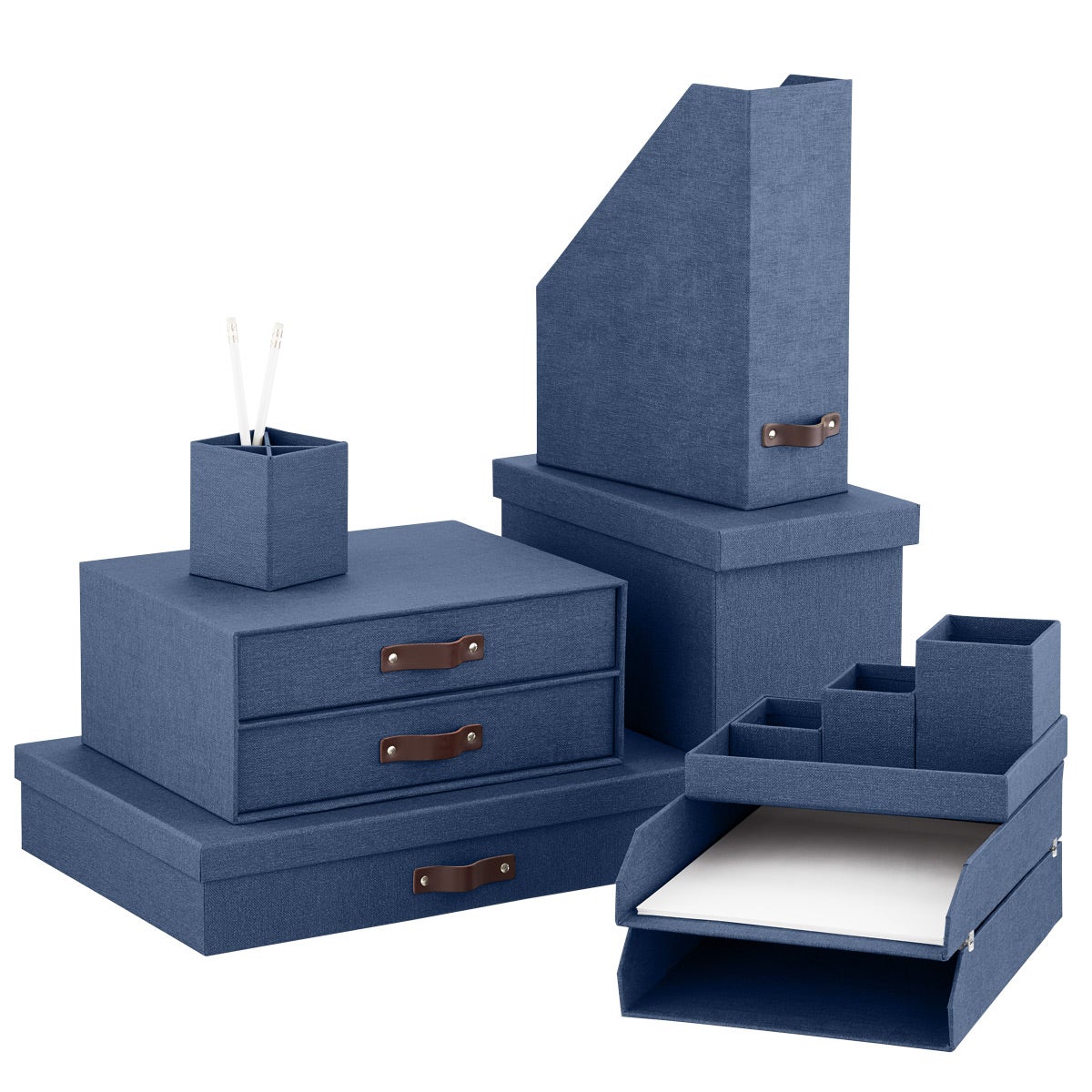 Bigso Marten Navy Set Of 2 Stackable Letter Trays The Container