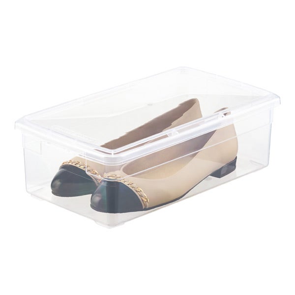 container store clear shoe boxes