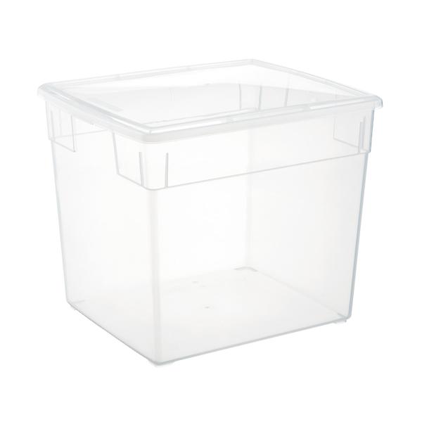 Sterilite 40 Quart Plastic Stacker Box, Lidded Storage Bin Container for  Home and Garage Organizing, Shoes, Tools, Clear Base & Gray Lid, 18-Pack