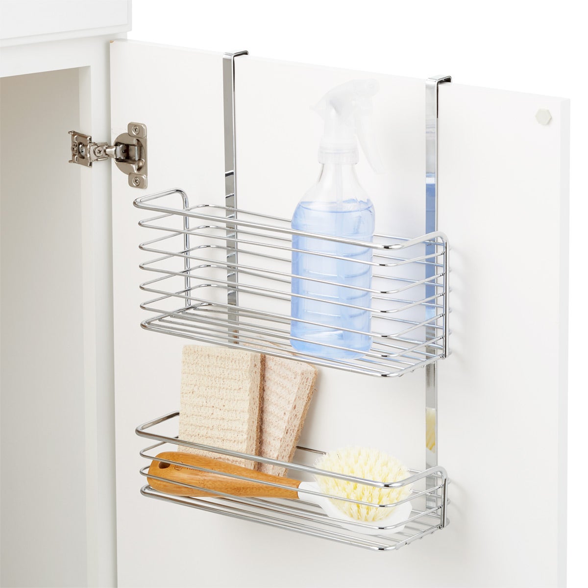 Chrome Over The Cabinet Double Basket The Container Store