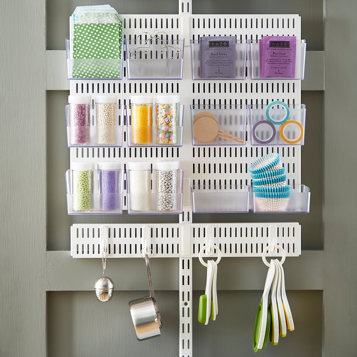 Elfa Utility White Mesh Pantry Over the Door Rack