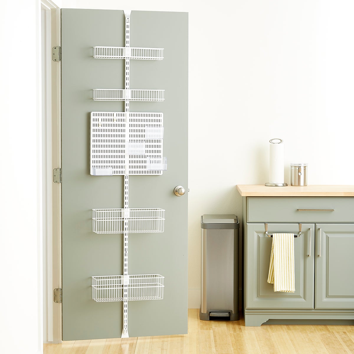 Elfa Utility White Wire Kitchen Door Wall Rack