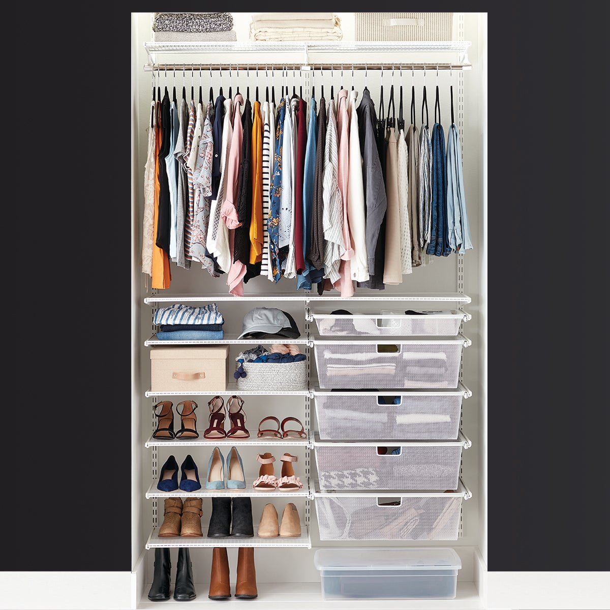 Elfa Classic 4 White Reach In Clothes Closet The Container Store