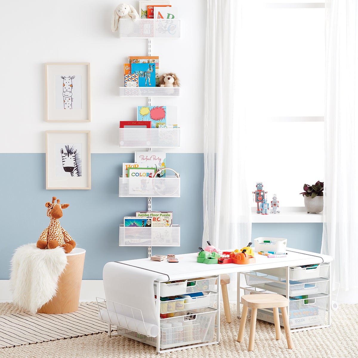 storage shelves for playroom