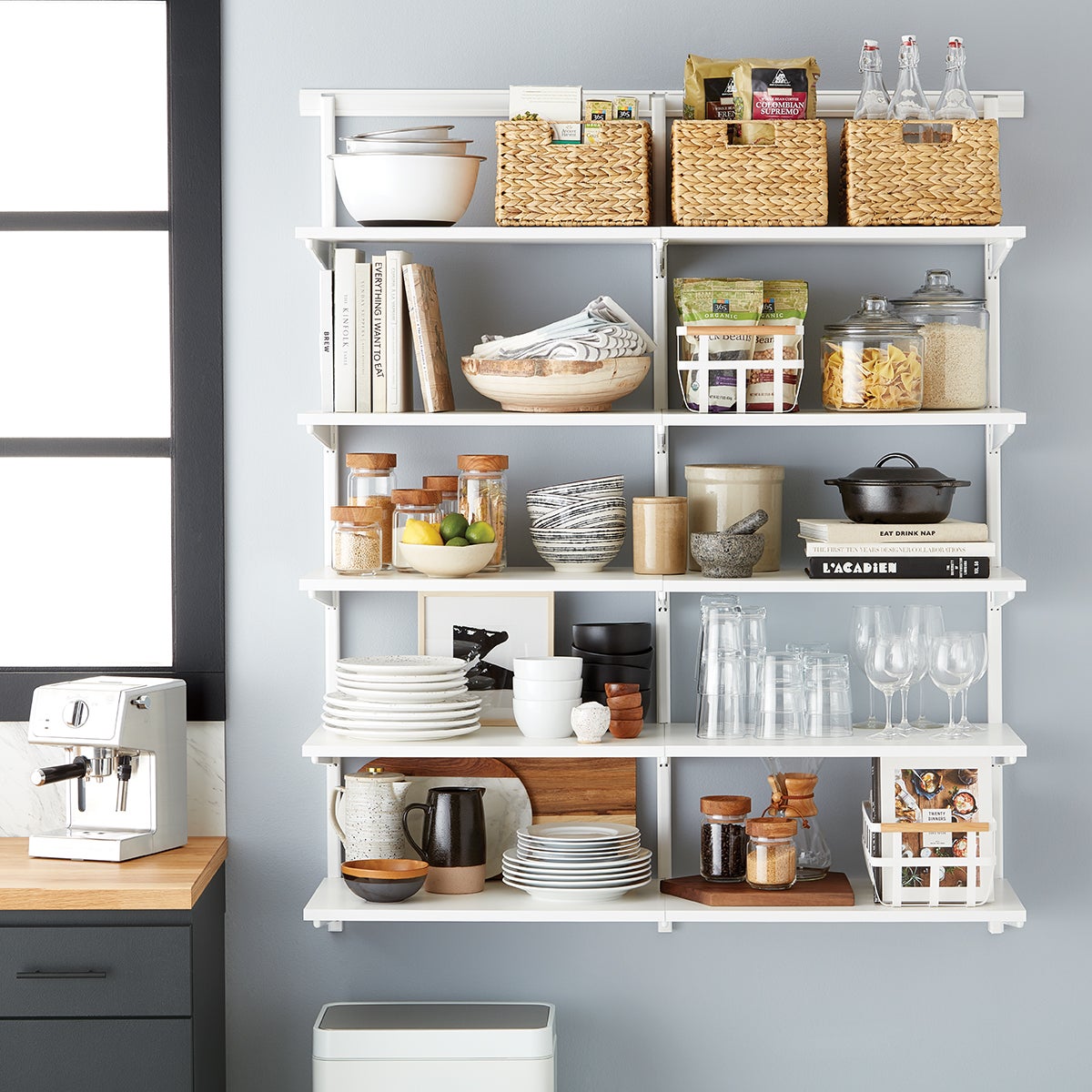 Kitchen Shelves - Elfa Classic 4' Open Kitchen Shelving | The Container