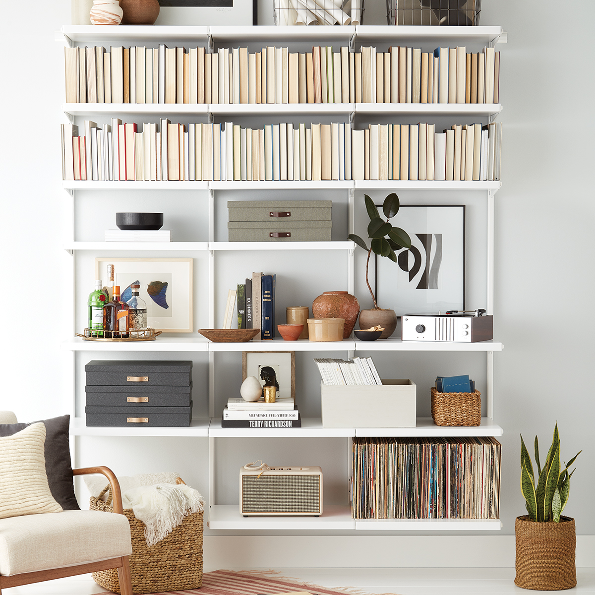 Elfa Decor 6' Decor Bookshelf White, 6' x 16 x 7' | The Container Store