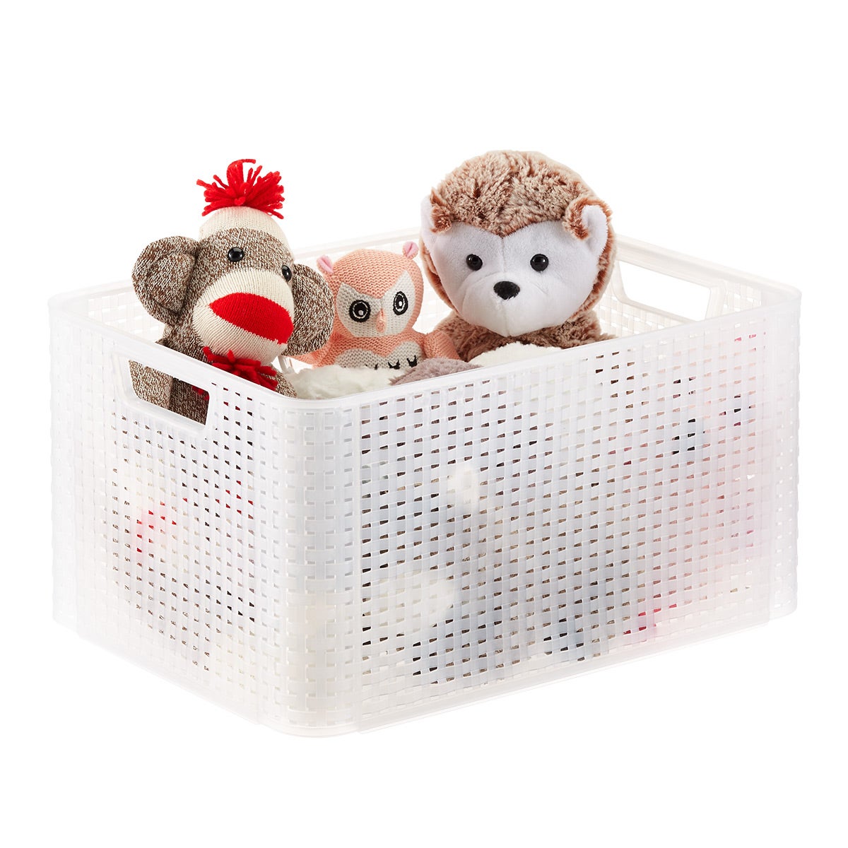 Curver White Basketweave Bin with Handles | The Container Store