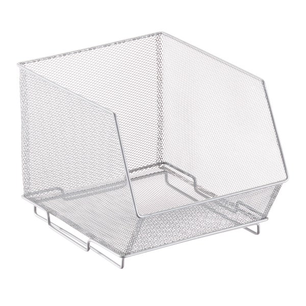 Silver Mesh Stackable Storage Bins