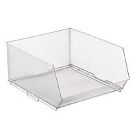 Design Ideas Large Open Front Mesh Stacking Bin Silver
