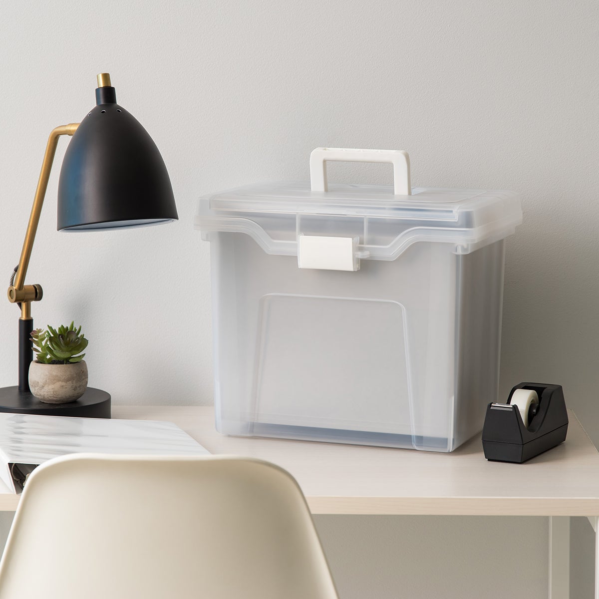 Iris Clear Letter-Size Portable File Box with Lid Organizer | The