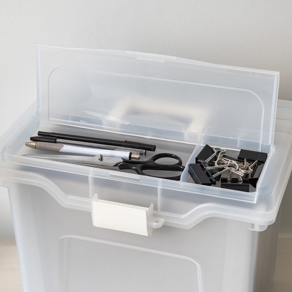 Lemical Clear File Storage Box With Lid - A4 Document Organizer Case For Papers & Magazines