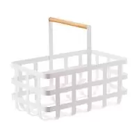 Yamazaki Tosca Storage Basket w/ Handle White/Natural