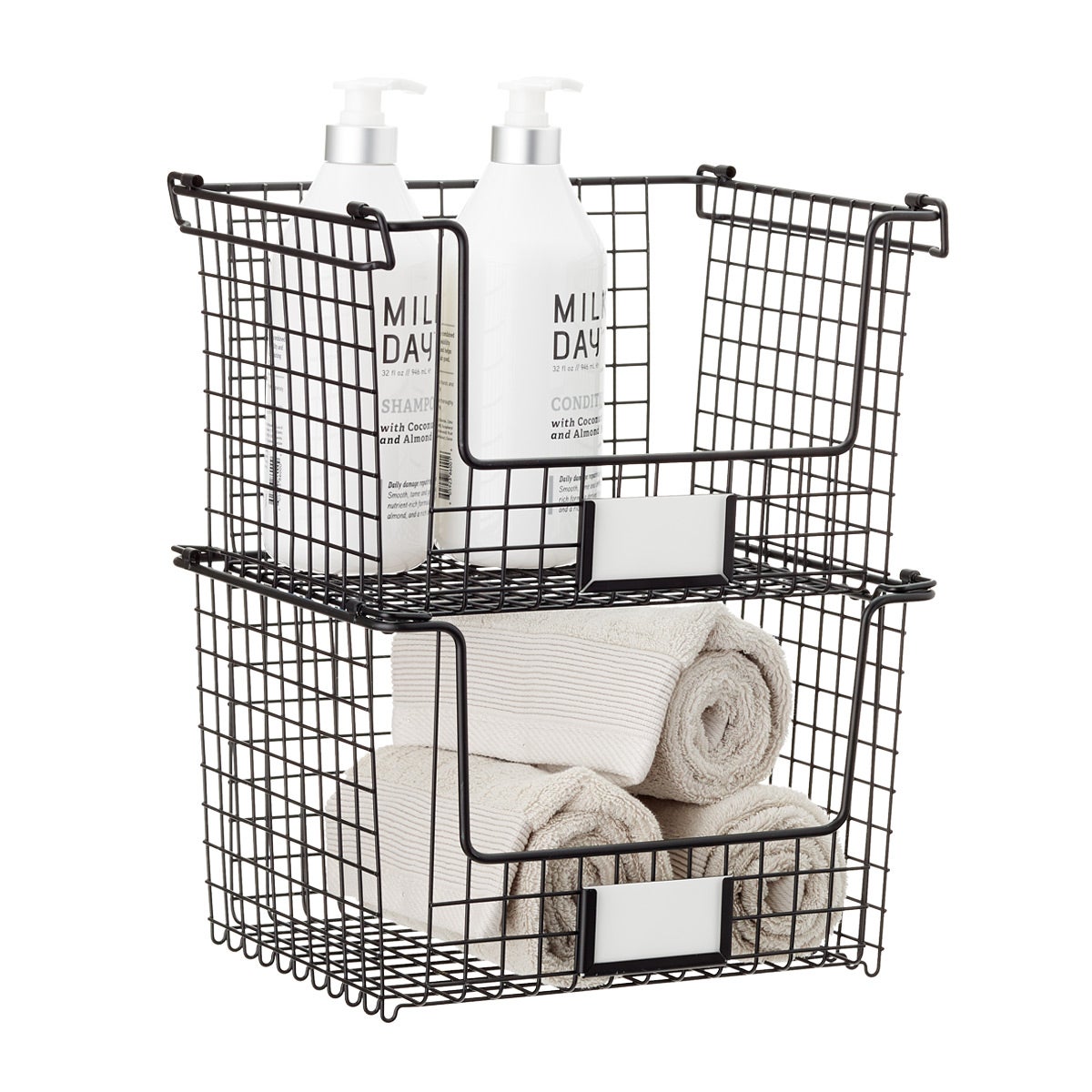 iDesign Black Stackable Basket The Container Store