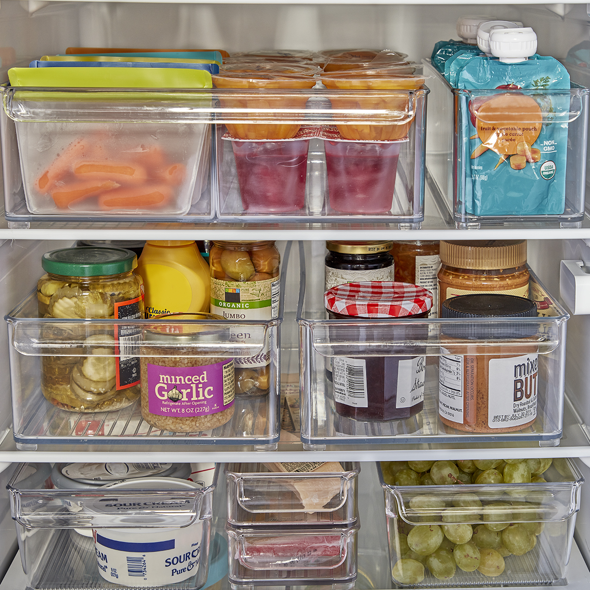 Freezer Ice Bin Utility Container Refrigerator Storage Clear Brown