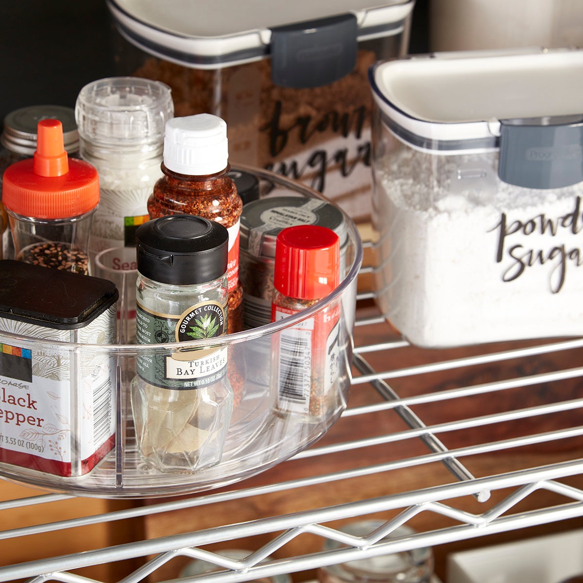 Lazy Susan Clear Linus Divided Lazy Susan The Container Store