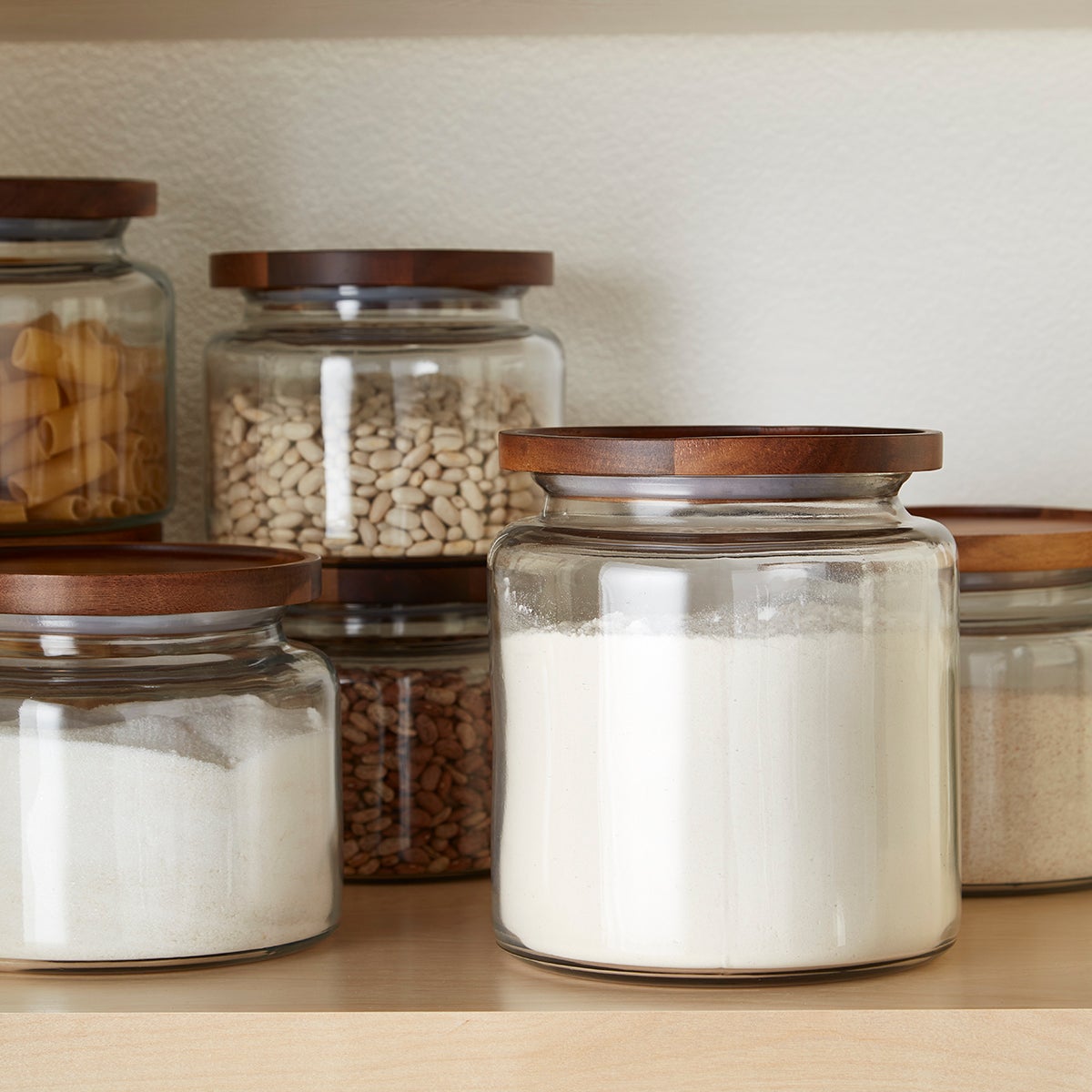 Anchor Hocking Montana Glass Canisters With Acacia Lids