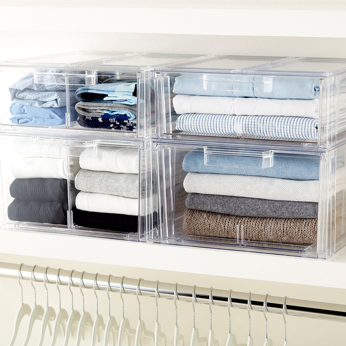 Deflecto Stackable Drawer Organizer, 6-13/16H x 12-1/2W x 12-1/2D, Clear