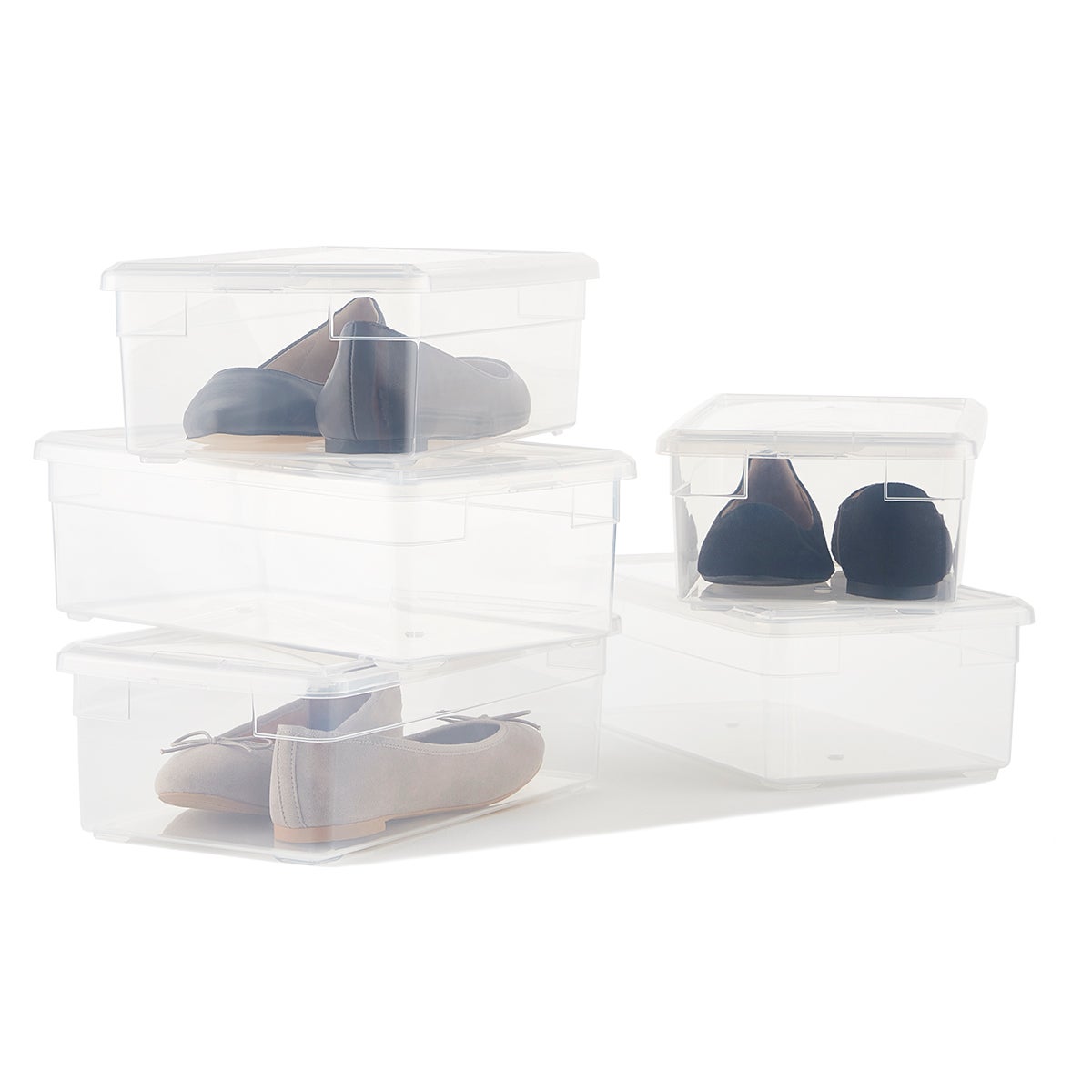 container store clear shoe boxes