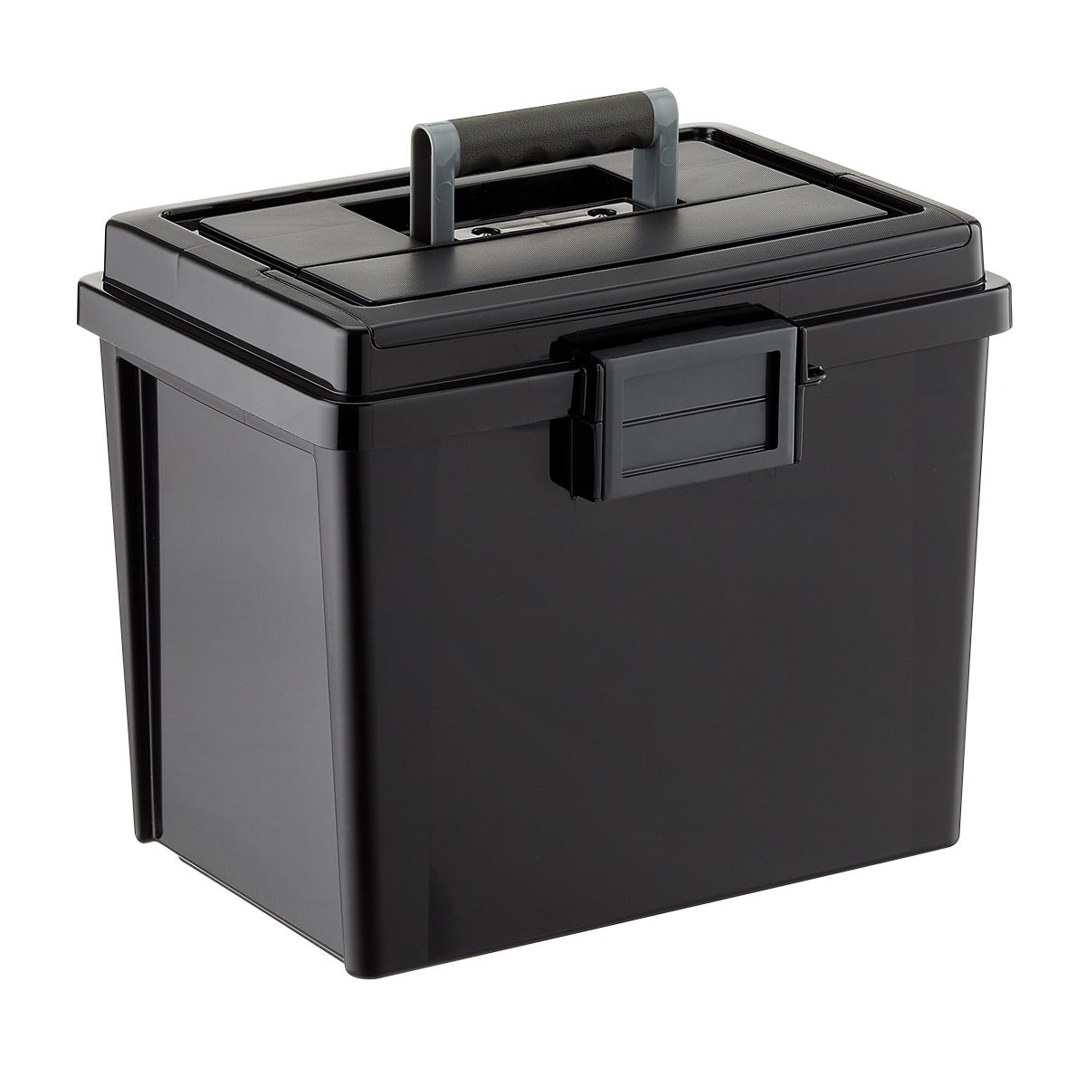 Iris Black Weathertight Portable File Box with Handle The Container Store