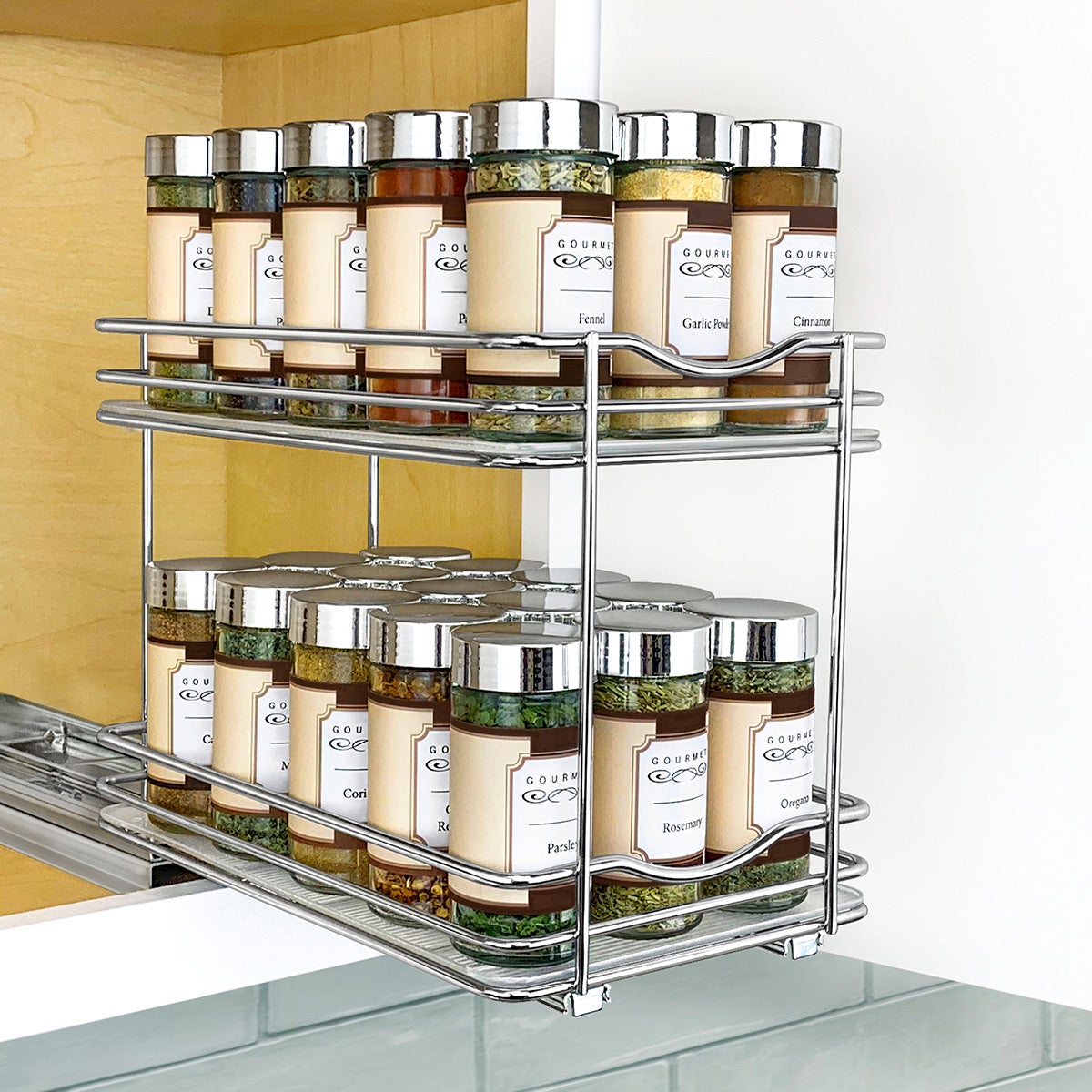 Drop down spice rack used as medicine organizer Or as a spice